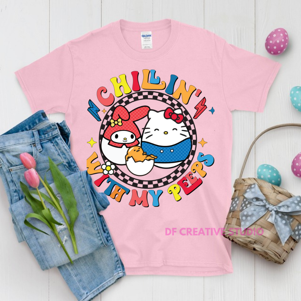 TODDLER / YOUTH CHILLING WITH MY PEEPS KITTY FULL COLOUR TRANSFER