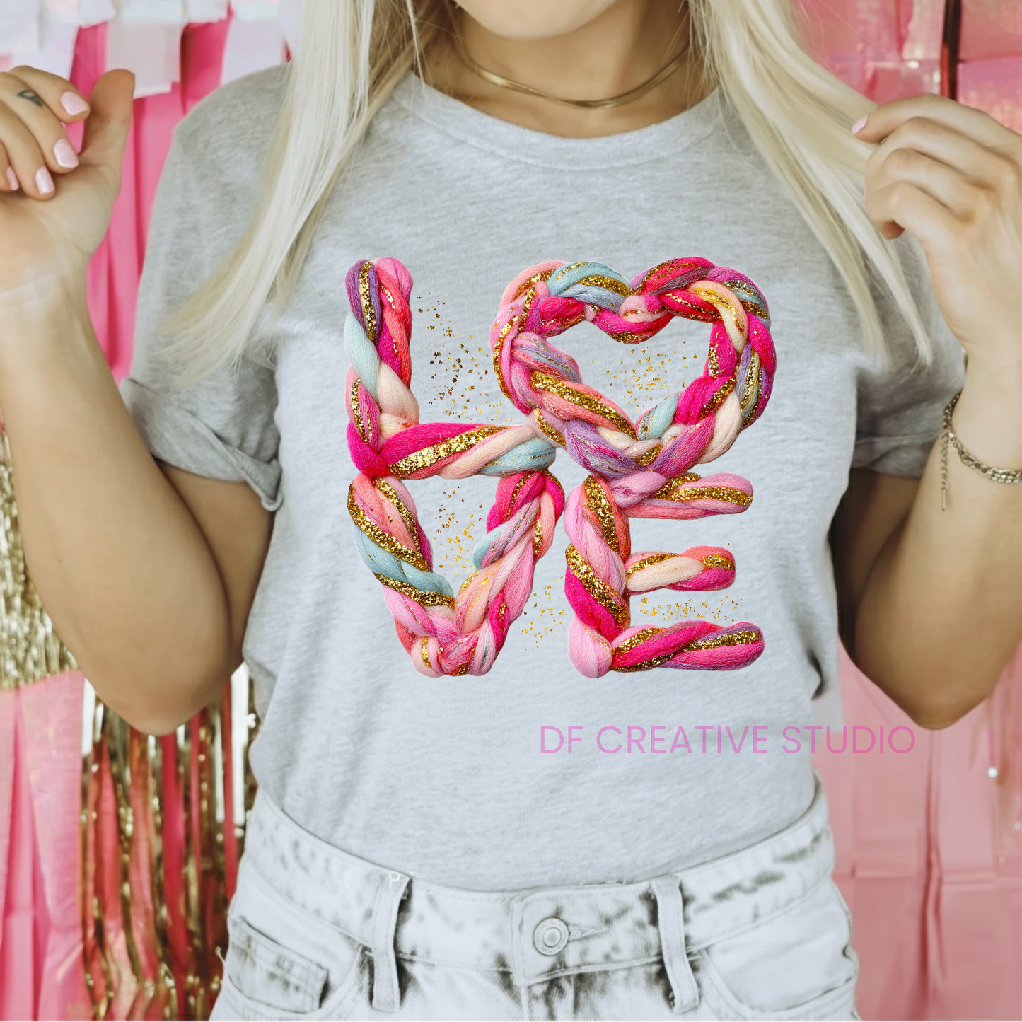 FAUX CROCHET LOVE FULL COLOUR TRANSFER