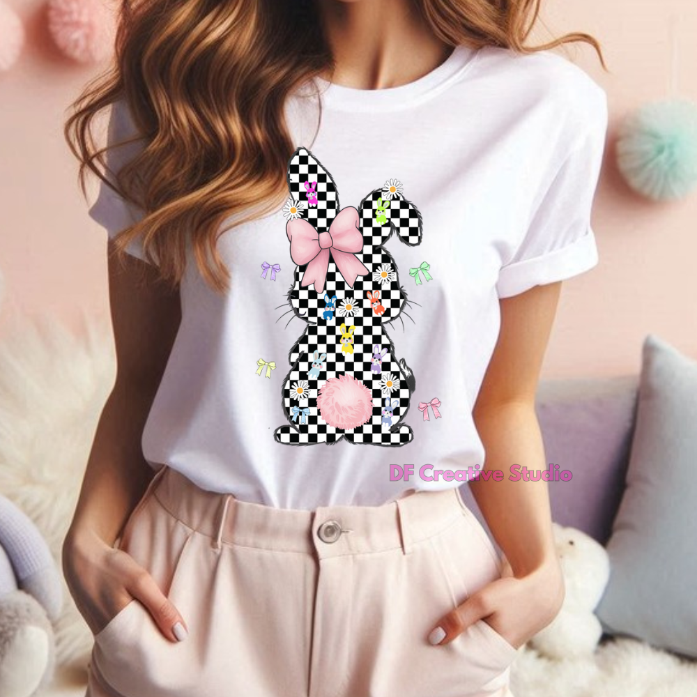 CHECKERED BUNNY FULL COLOUR TRANSFER
