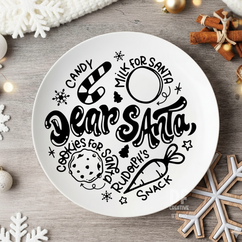 Dear Santa Round Plate UV DTF Sticker