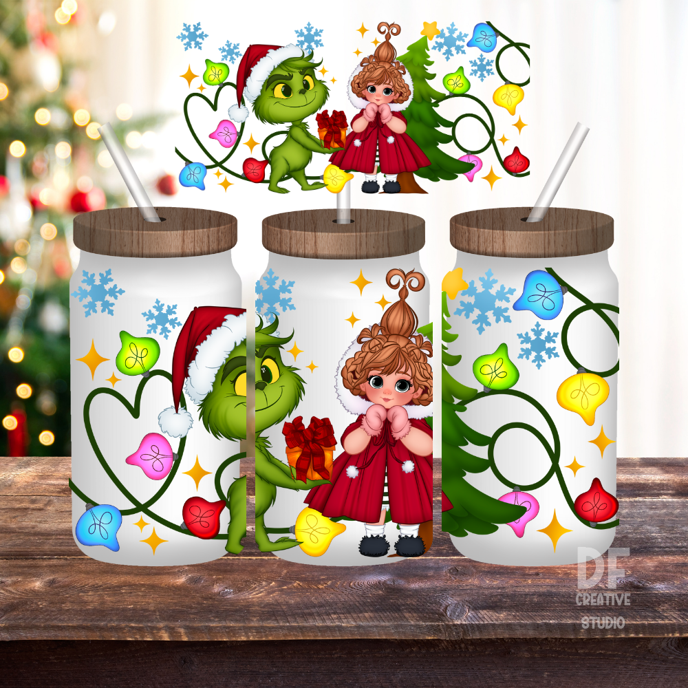 Grinchy Love Christmas Wrap UV DTF Sticker