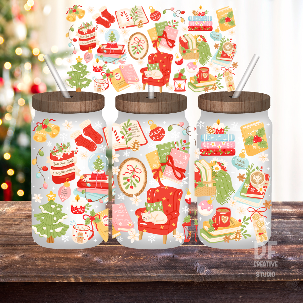 Merry Bookish Christmas Wrap UV DTF Sticker