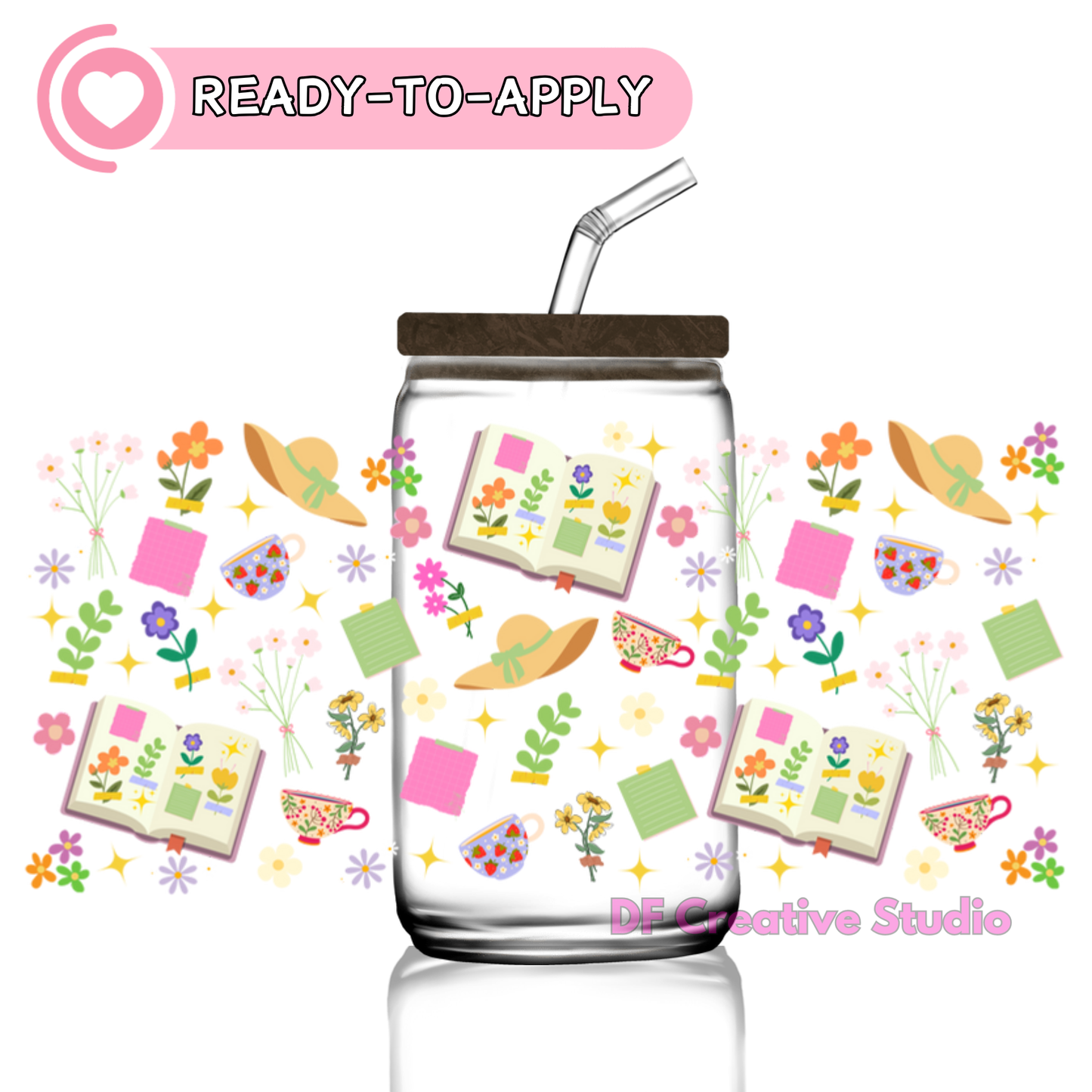 Tea time Cottage Life | 16oz Cup UV DTF Decal