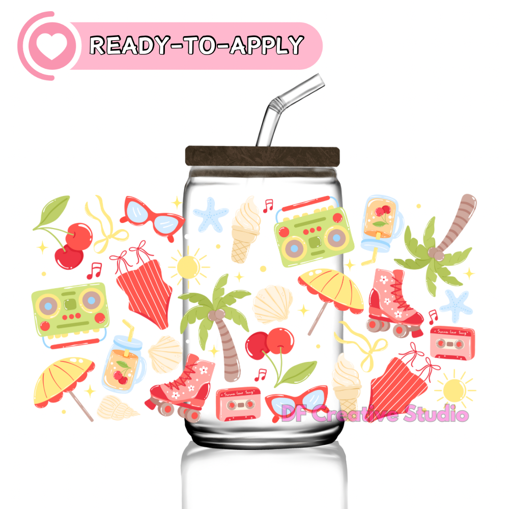 Summer Retro | 16oz. Cup UV DTF Decal