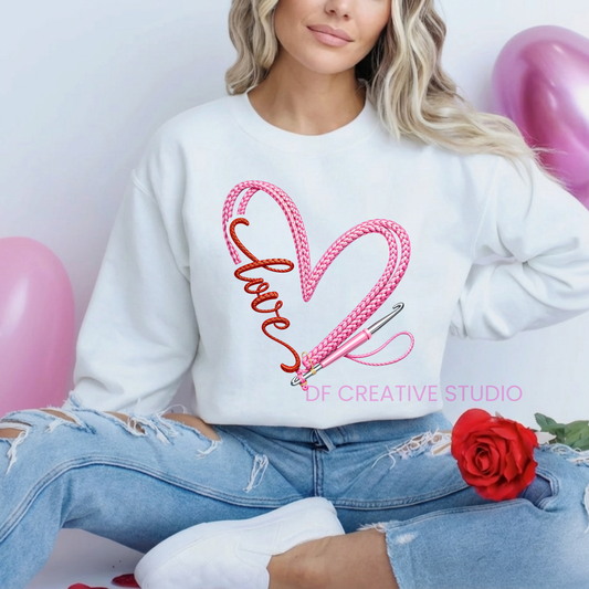 FAUX CROCHET LOVE FULL COLOUR TRANSFER