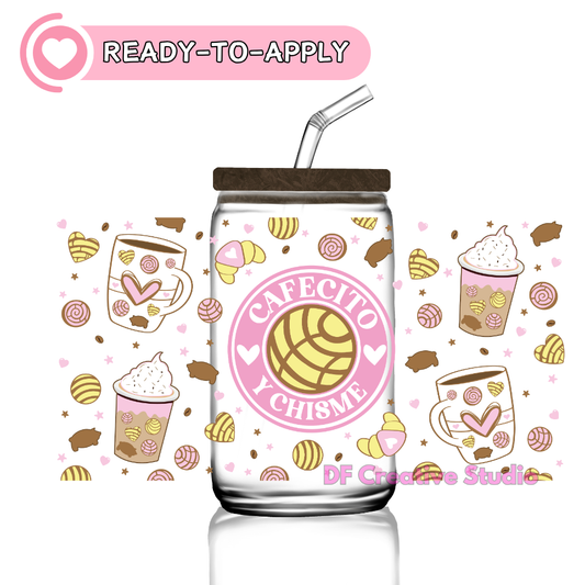 Cafecito & Chisme  | 16oz Cup UV DTF Decal