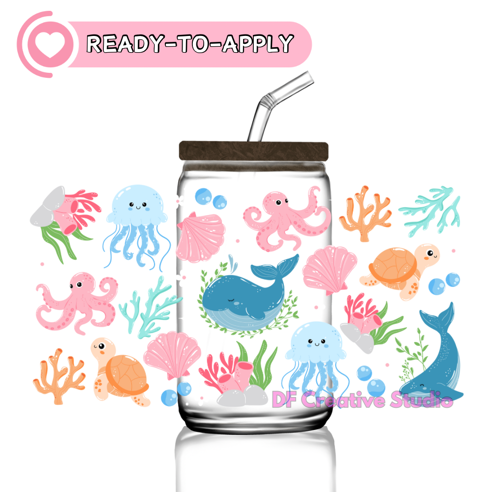 Ocean Animals | 16oz Cup UV DTF Decal
