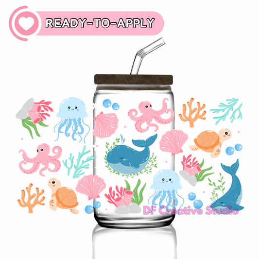 Ocean Animals | 16oz Cup UV DTF Decal