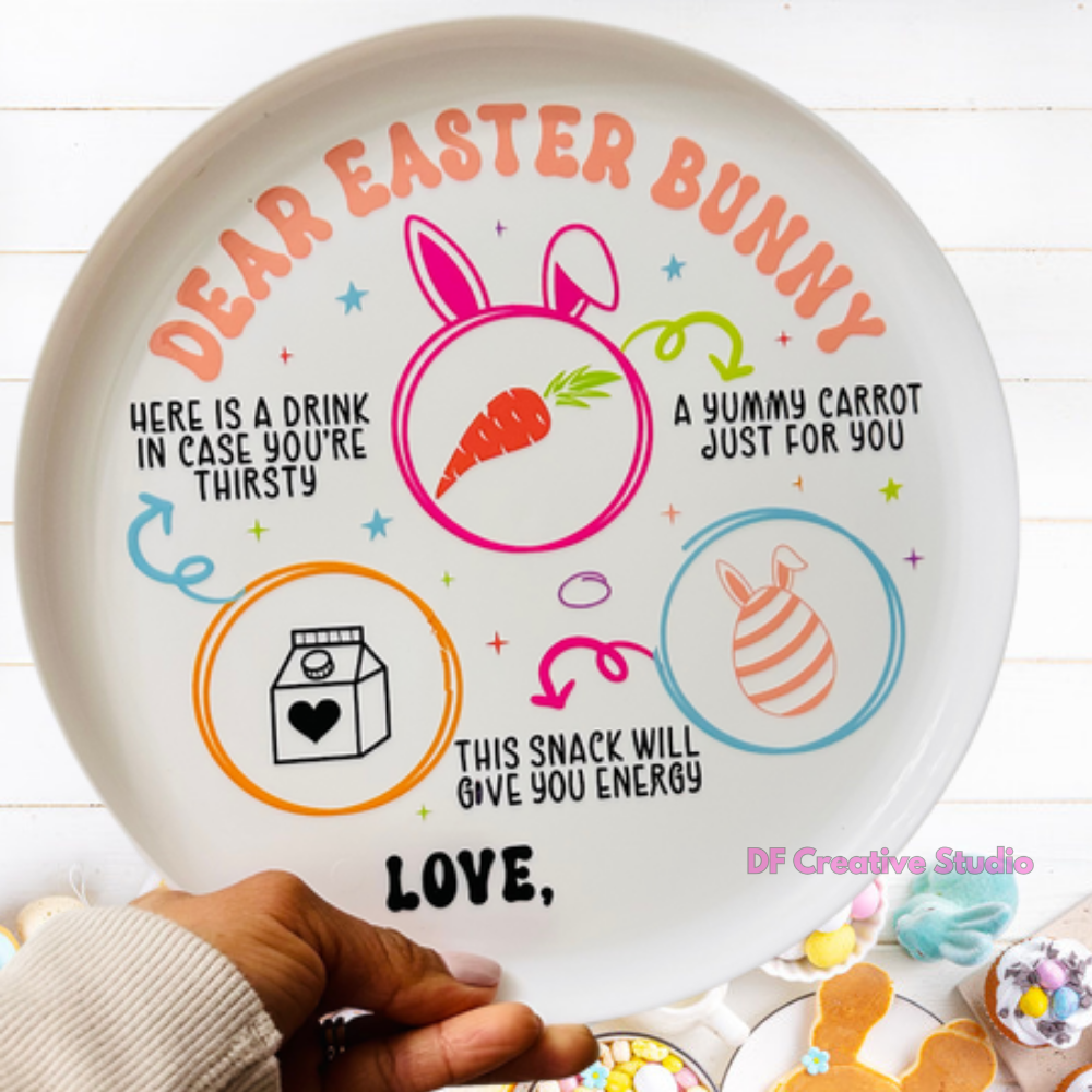 DEAR EASTER BUNNY PLATE DECAL STICKER