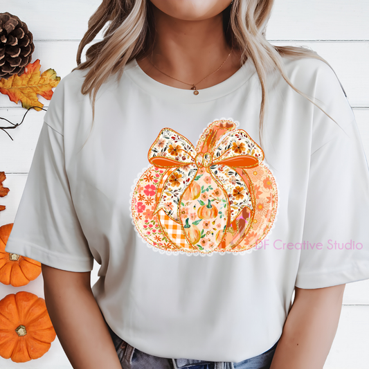 QUILTED PUMPKIN FULL COLOR TRANSFER