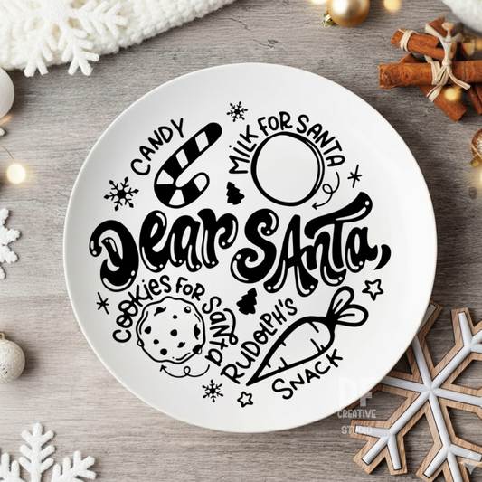 Dear Santa Round Plate UV DTF Sticker