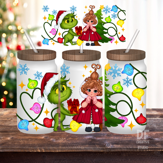 Grinchy Love Christmas Wrap UV DTF Sticker