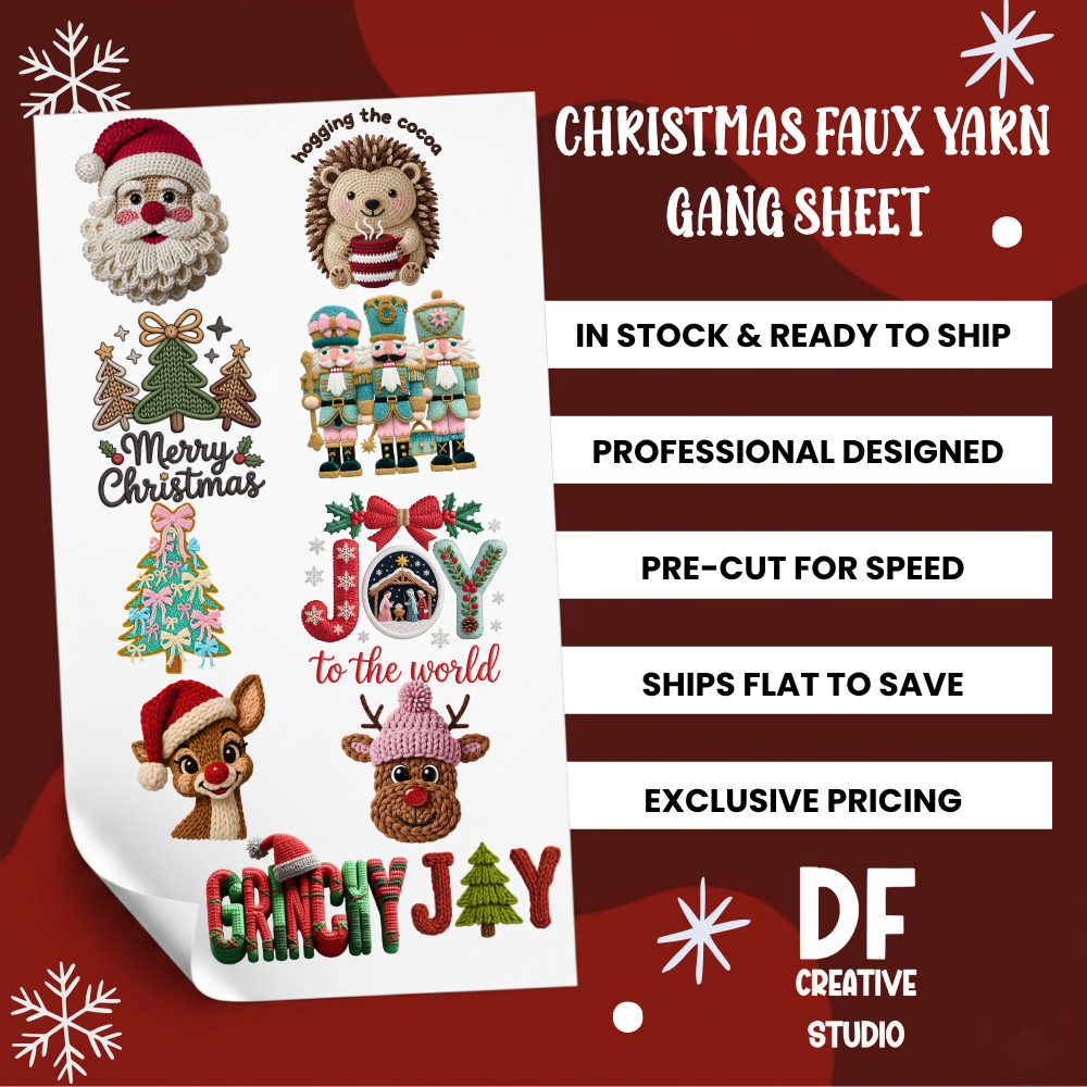 Christmas Faux Yarn Pre-Designed Gang Sheet