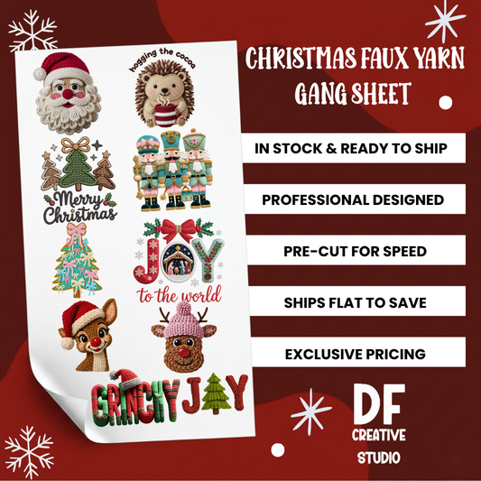 Christmas Faux Yarn Pre-Designed Gang Sheet