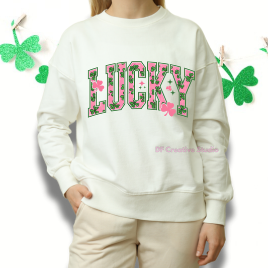 LUCKY SHAMROCK CLOVER ST. PATTY'S FULL COLOUR TRANSFER