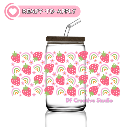 Strawberry Rainbow | 16oz Cup UV DTF Decal
