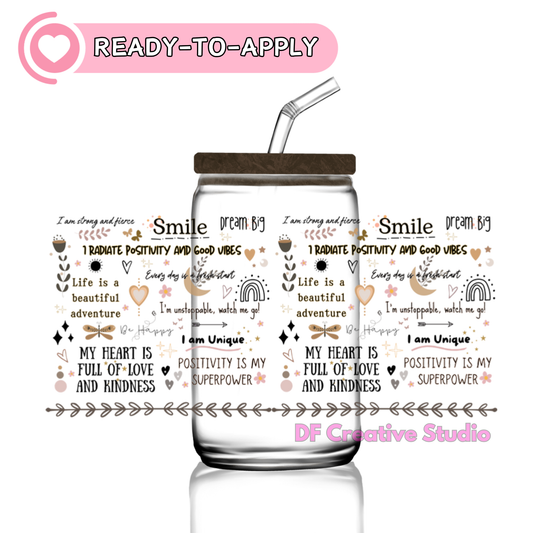 Positive Mindset | 16oz Cup UV DTF Decal