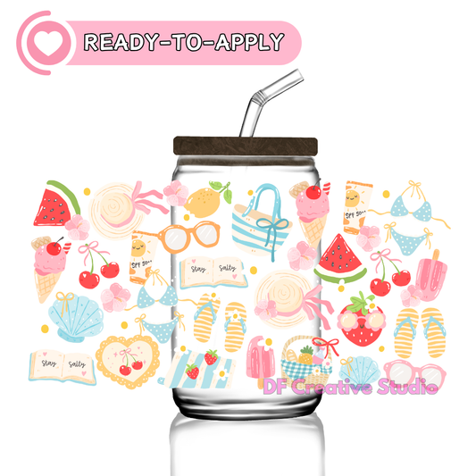 Summer Reading & Beach | 16oz Cup UV DTF Decals