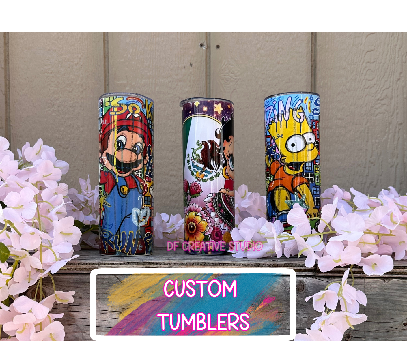 CUSTOM TUMBLER, 20oz SKINNY WITH LID, SUBLIMATED, ANY DESIGN