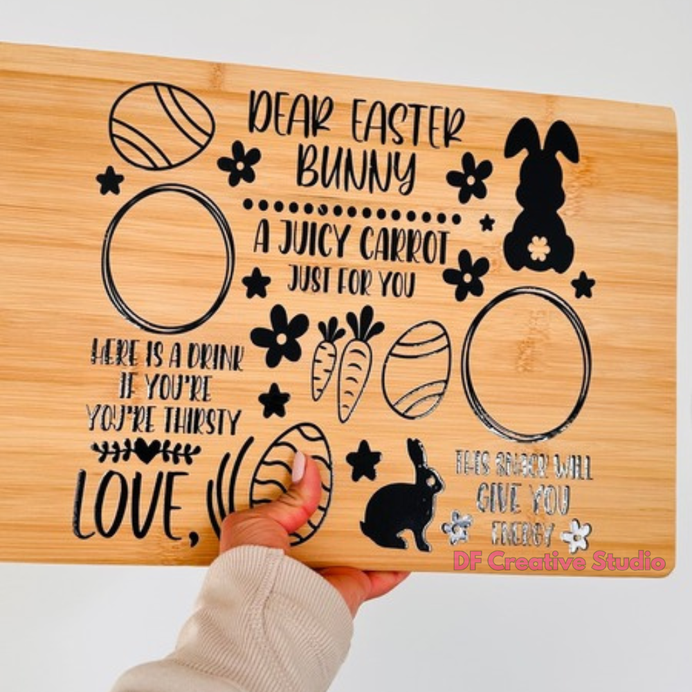 DEAR EASTER BUNNY BOARD UV DTF Sticker - Perfect for Easter Crafts