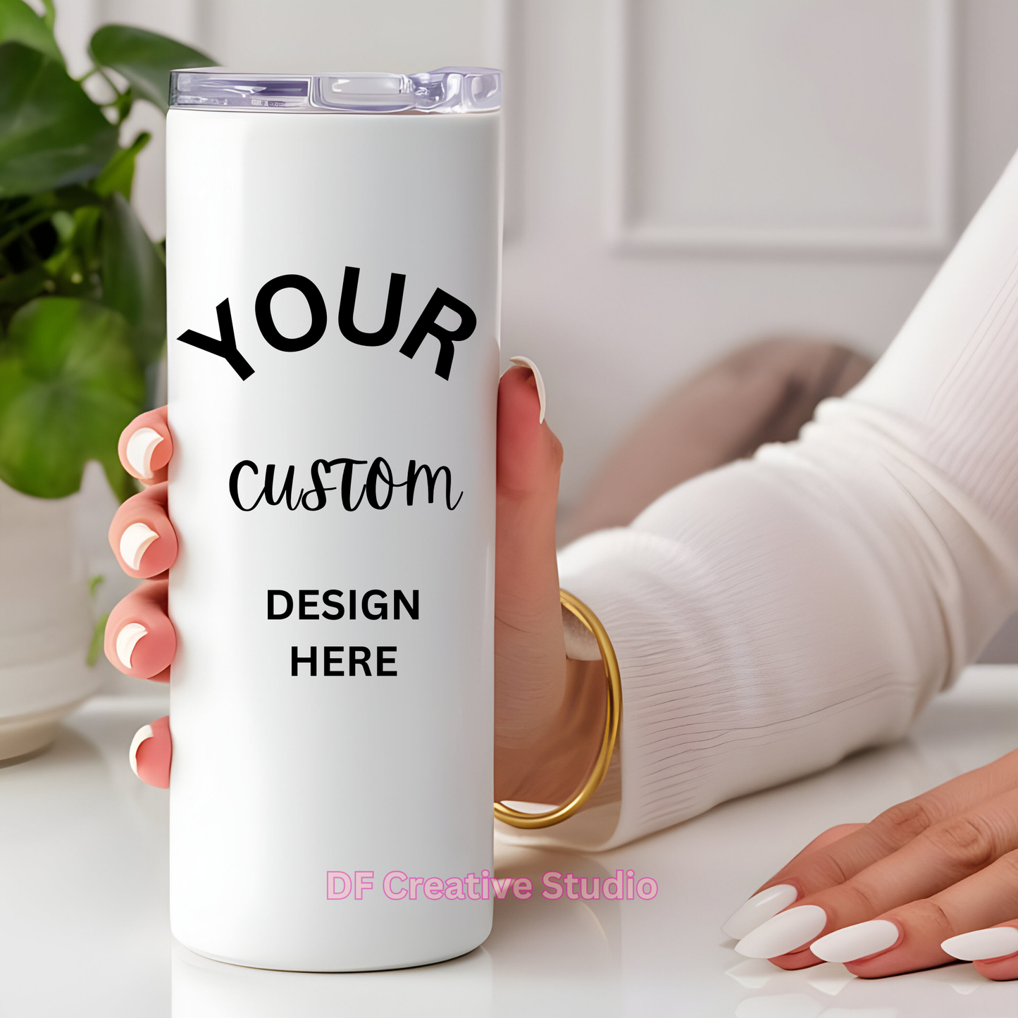 CUSTOM TUMBLER, 20oz SKINNY WITH LID, SUBLIMATED, ANY DESIGN